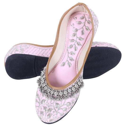 DFR Women Rajasthani Embroidered with Payal Punjabi Mojari Juti Shoe