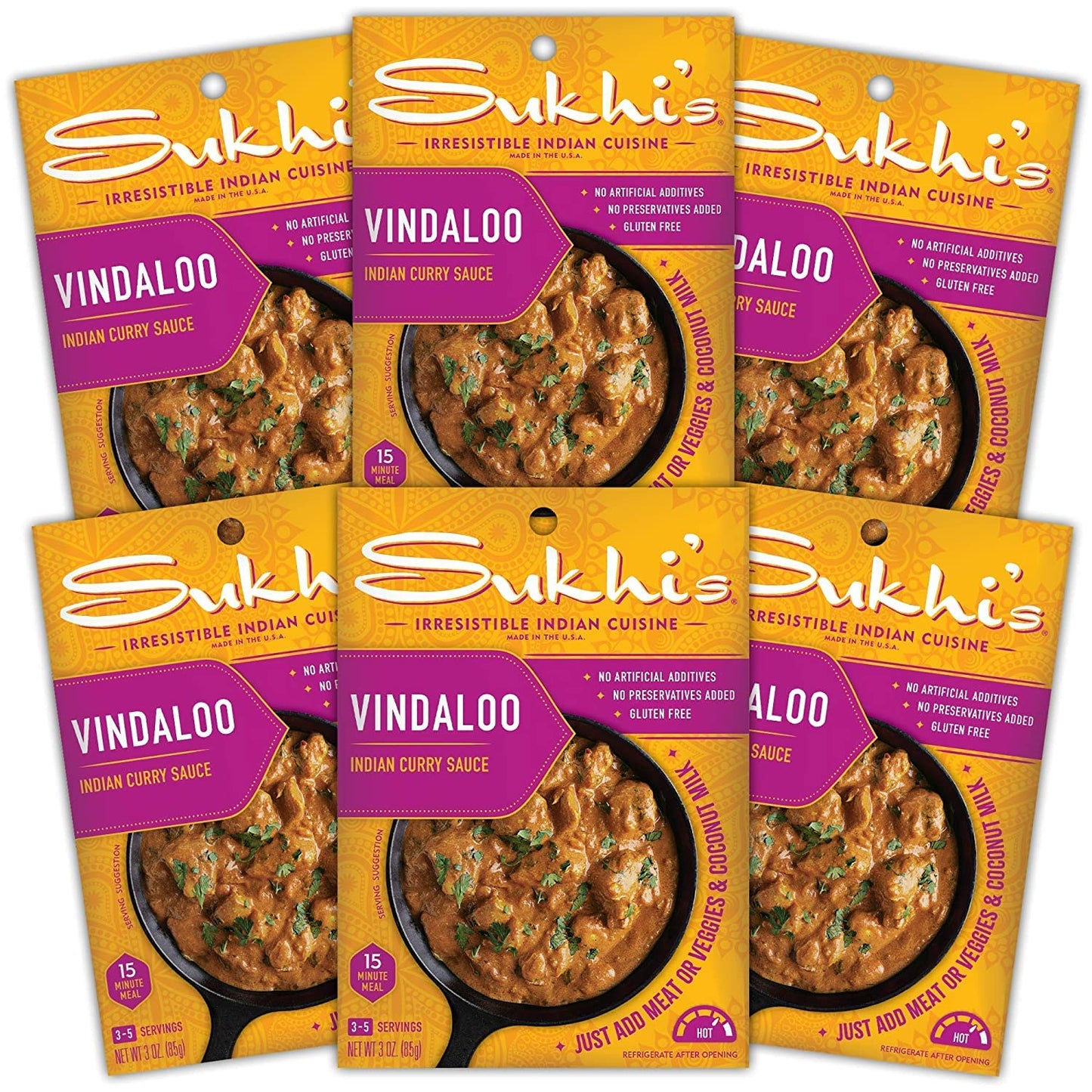 Sukhi's Indian Curry Paste - Chicken Tikka Masala Sauce 3oz (Pack of 6) 84 Servings - Gluten Free Food Indian Curry Sauce with Indian Spices