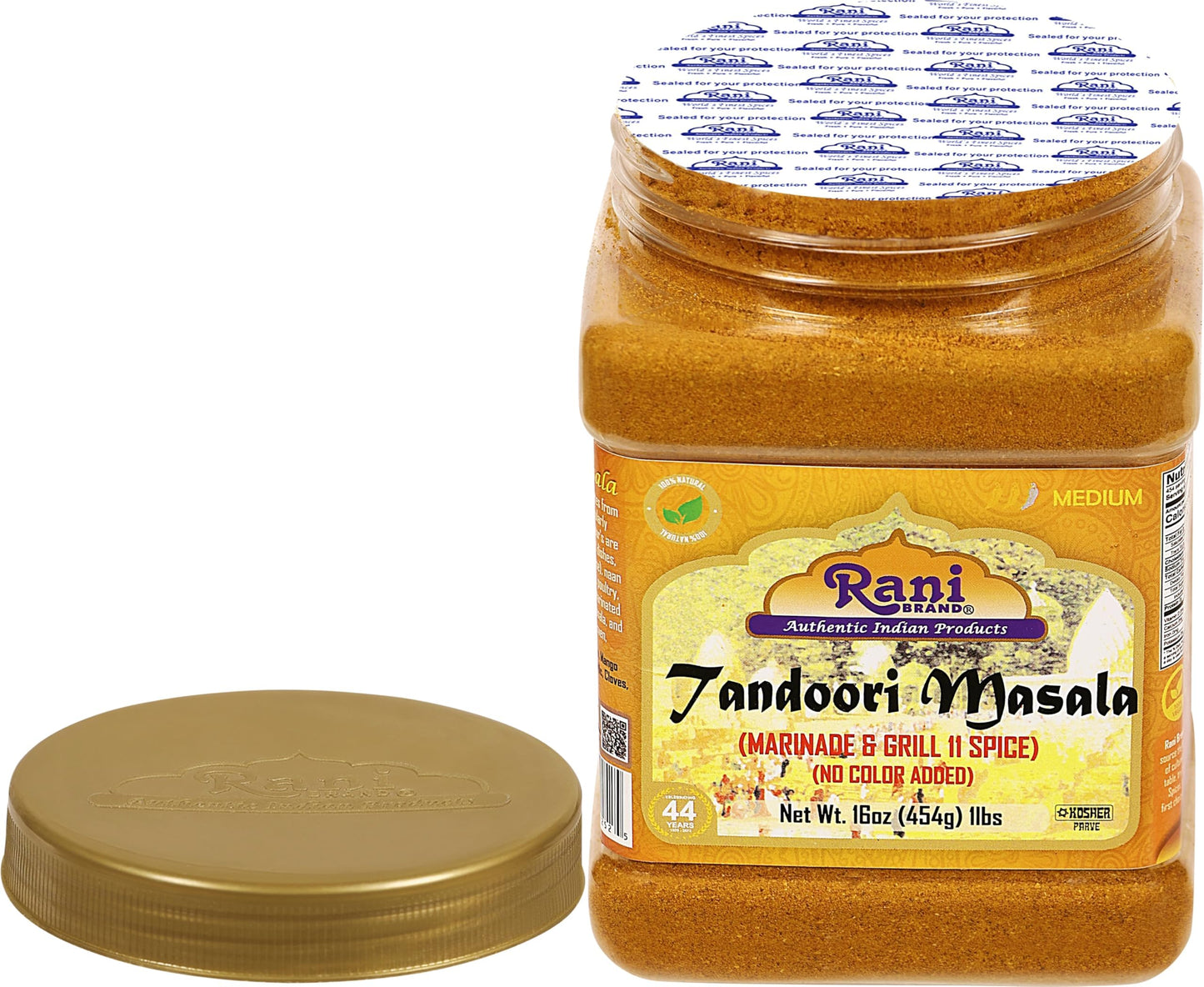 Rani Tandoori Masala (Natural, No Colors Added) Indian 11-Spice Blend 3oz (85g) PET Jar ~ Salt Free | Vegan | Gluten Friendly | NON-GMO | Kosher | Indian Origin