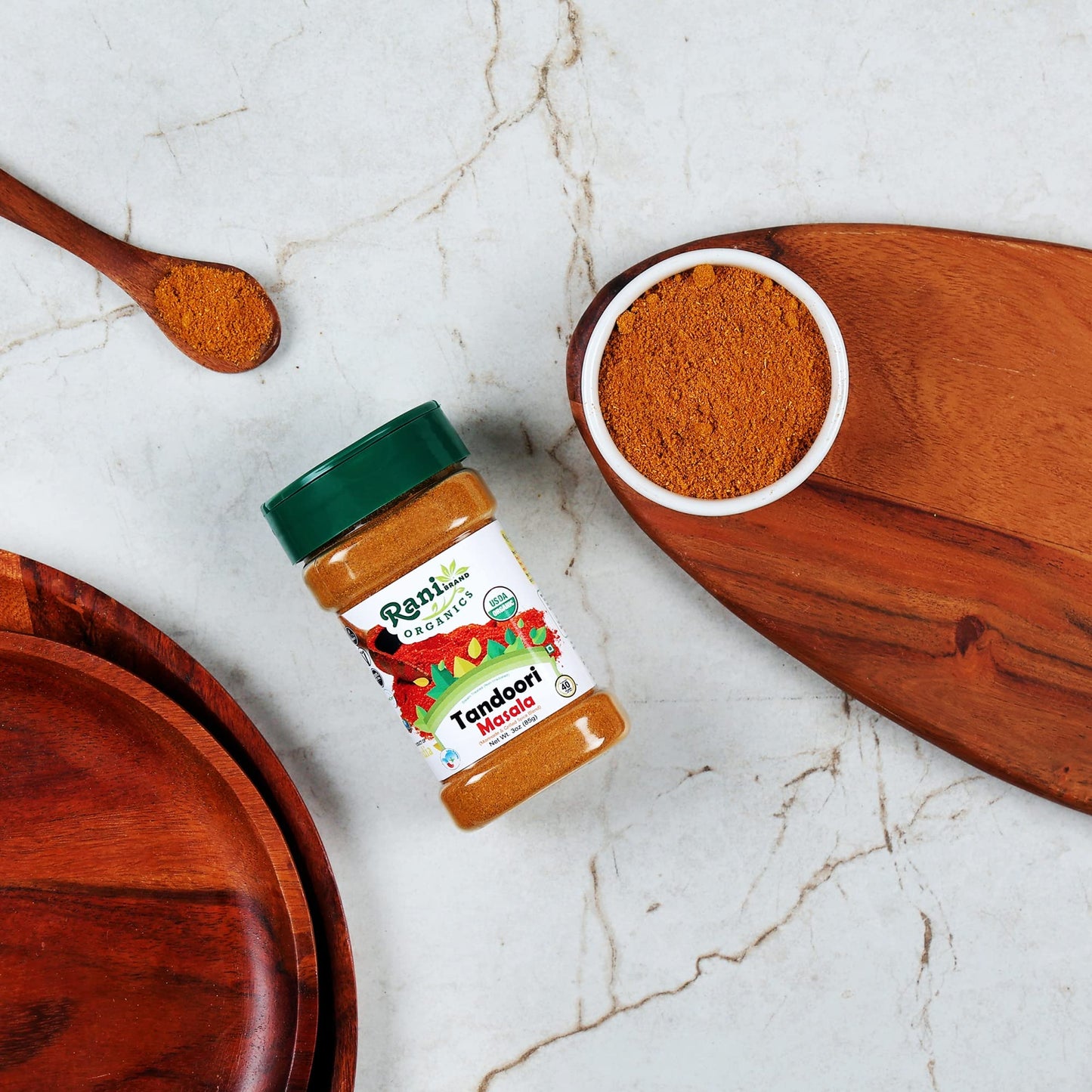 Rani Tandoori Masala (Natural, No Colors Added) Indian 11-Spice Blend 3oz (85g) PET Jar ~ Salt Free | Vegan | Gluten Friendly | NON-GMO | Kosher | Indian Origin