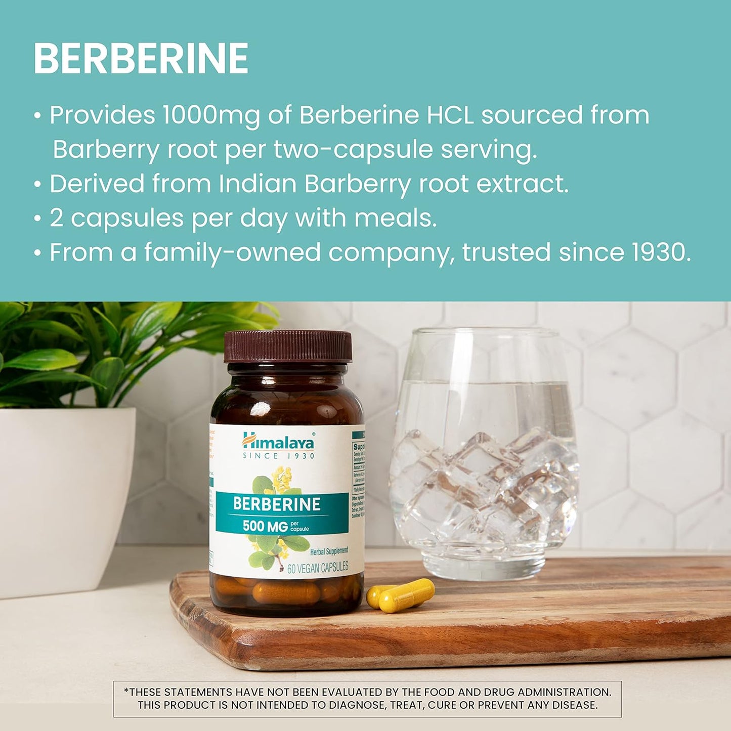 Himalaya Berberine for Balanced Support, Digestion & Immune System Support, 500 mg, 60 Vegetarian Capsules, 1 Month Supply