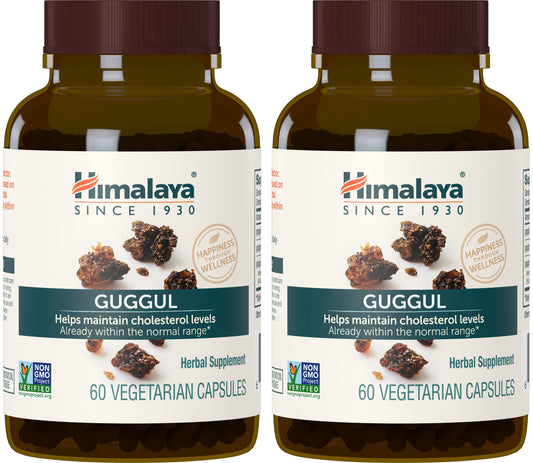 Himalaya Guggul Herbal Supplement, HDL & LDL Support, Liver Health, Liver Cleansing, Triglyceride Support, Bile Production, 720 mg, Non-GMO, Vegetarian, 60 Capsules, 1 Pack