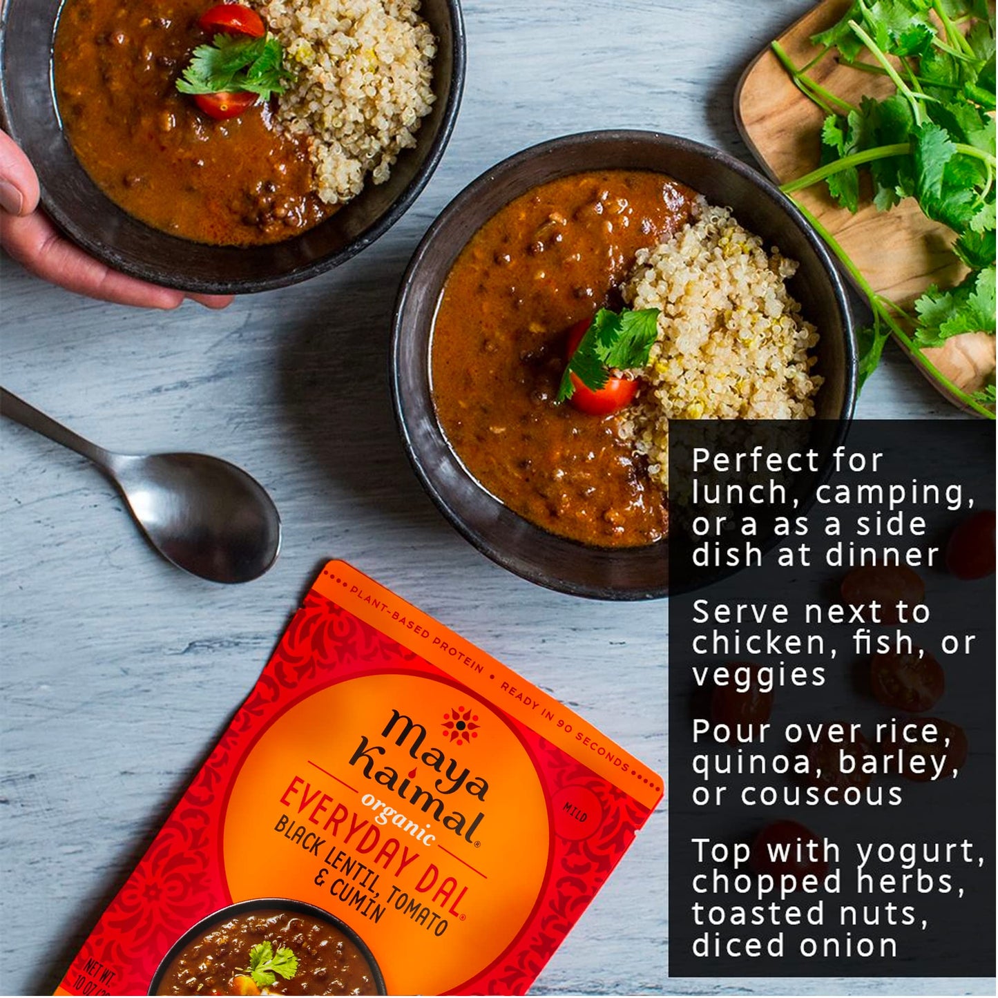 Maya Kaimal Foods - Organic Indian Everyday Dal - 6 pack variety of 10oz Ready to Eat Meals - Fully Cooked - Vegan - Kosher - Microwavable - made from Lentils, Beans, Squash, Coconut, Peas