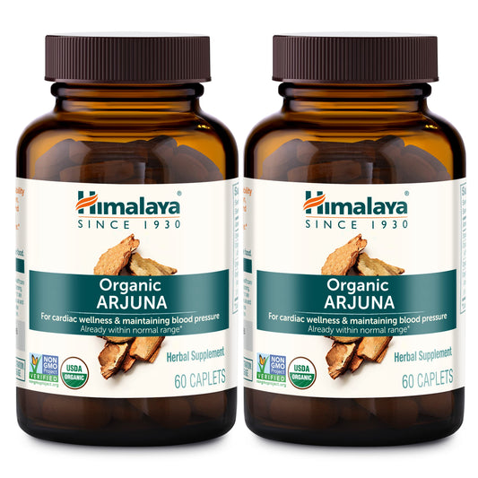 Himalaya Organic Arjuna Herbal Supplement, Cardiovascular Support, Blood Pressure Maintenance, Heart Health, USDA Certified Organic, Non-GMO, Vegan, 700 mg, 60 Plant-Based Caplets, 60 Day Supply
