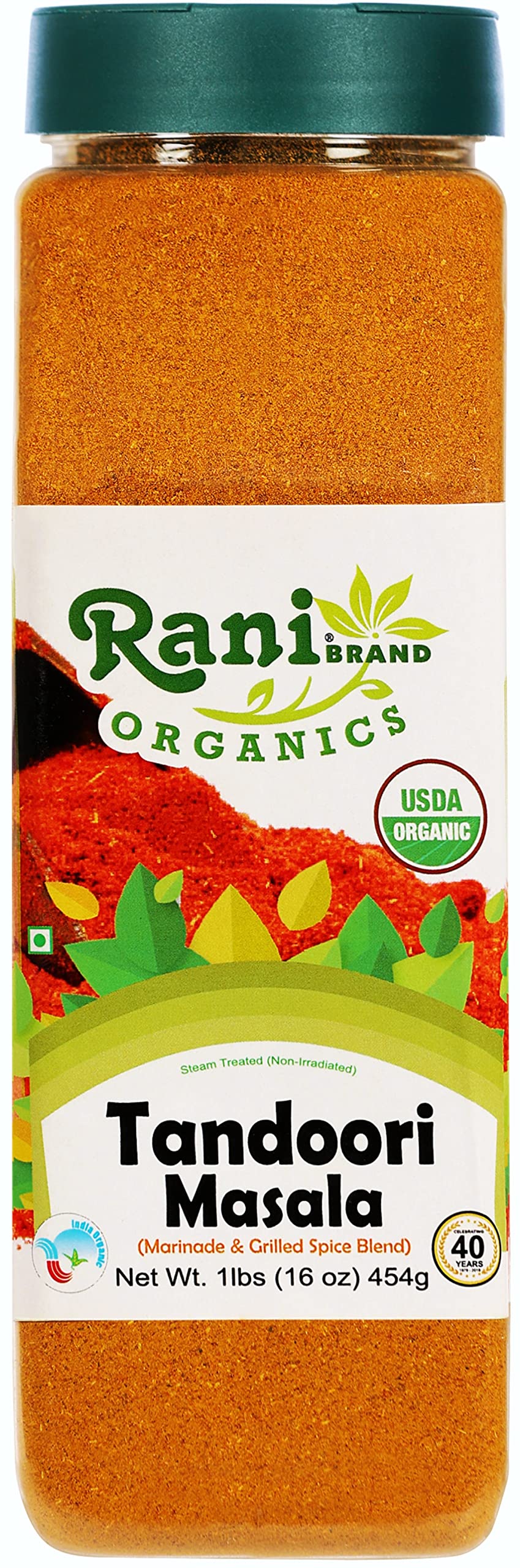 Rani Tandoori Masala (Natural, No Colors Added) Indian 11-Spice Blend 3oz (85g) PET Jar ~ Salt Free | Vegan | Gluten Friendly | NON-GMO | Kosher | Indian Origin