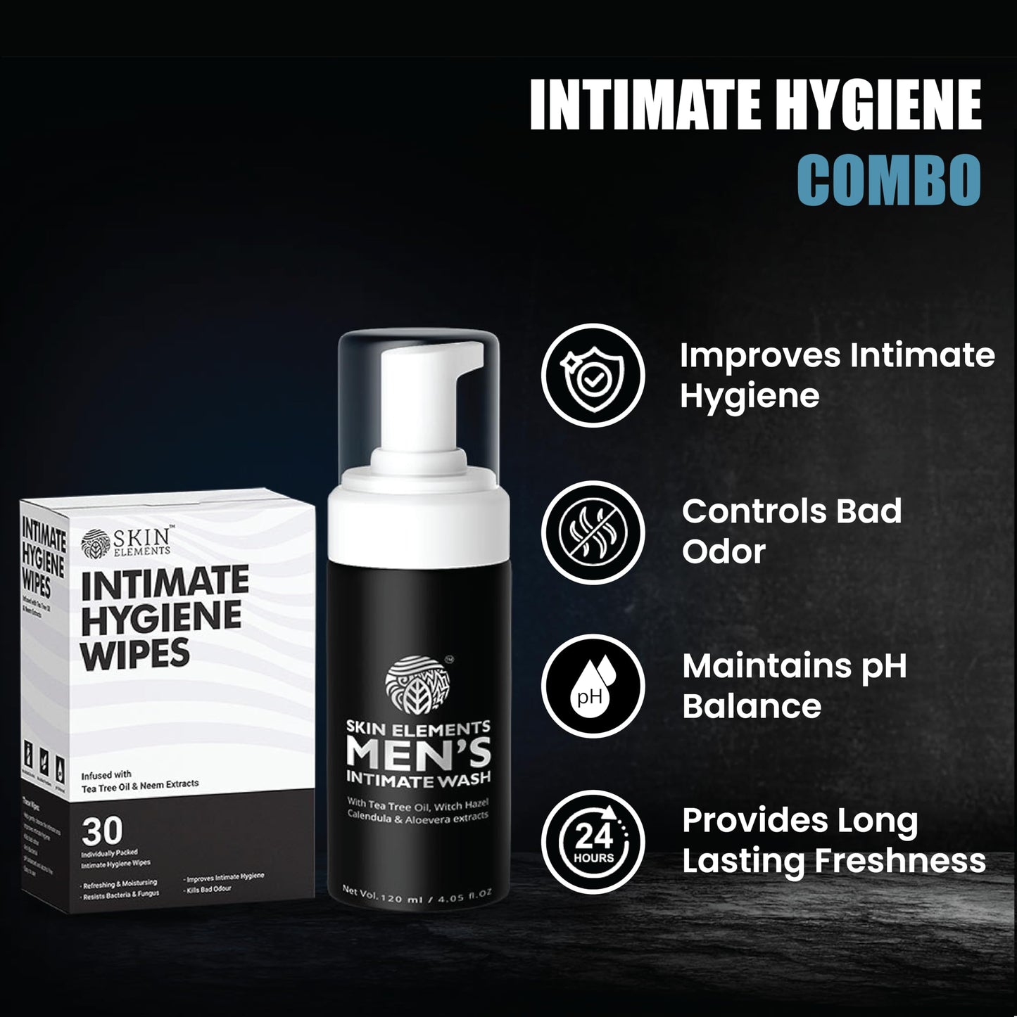 Skin Elements Intimate Wash for Men with Passion Fruit (4.05 Fl Oz) | pH Balanced Foaming Intimate Wash | Prevents Itching, Irritation & Bad Odor |