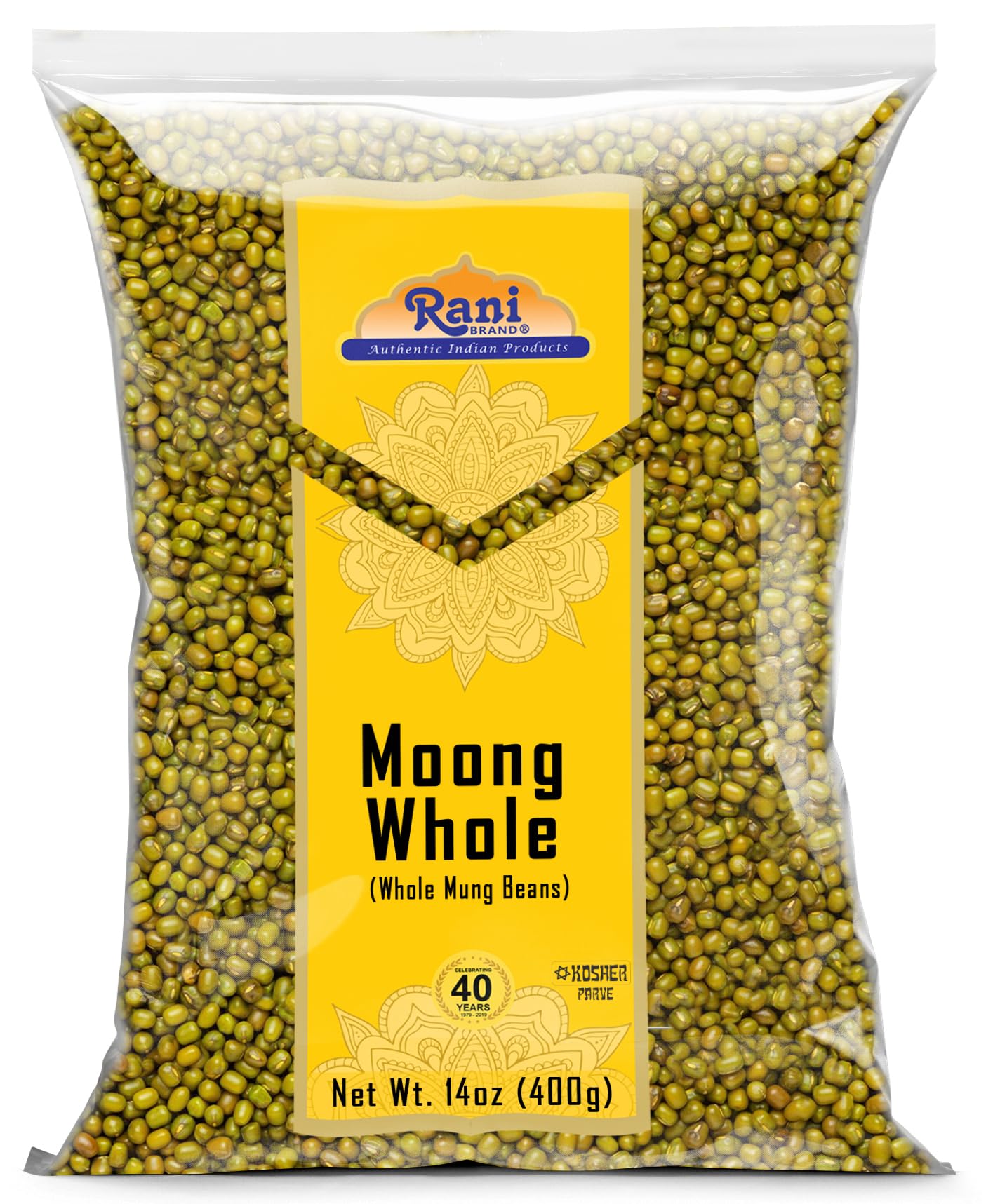 Rani Moong Whole (Ideal for cooking & sprouting, Whole Mung Beans with skin) Lentils Indian 64oz (4lbs) 1.81kg Bulk ~ All Natural | Gluten Friendly | Non-GMO | Kosher | Vegan | Indian Origin