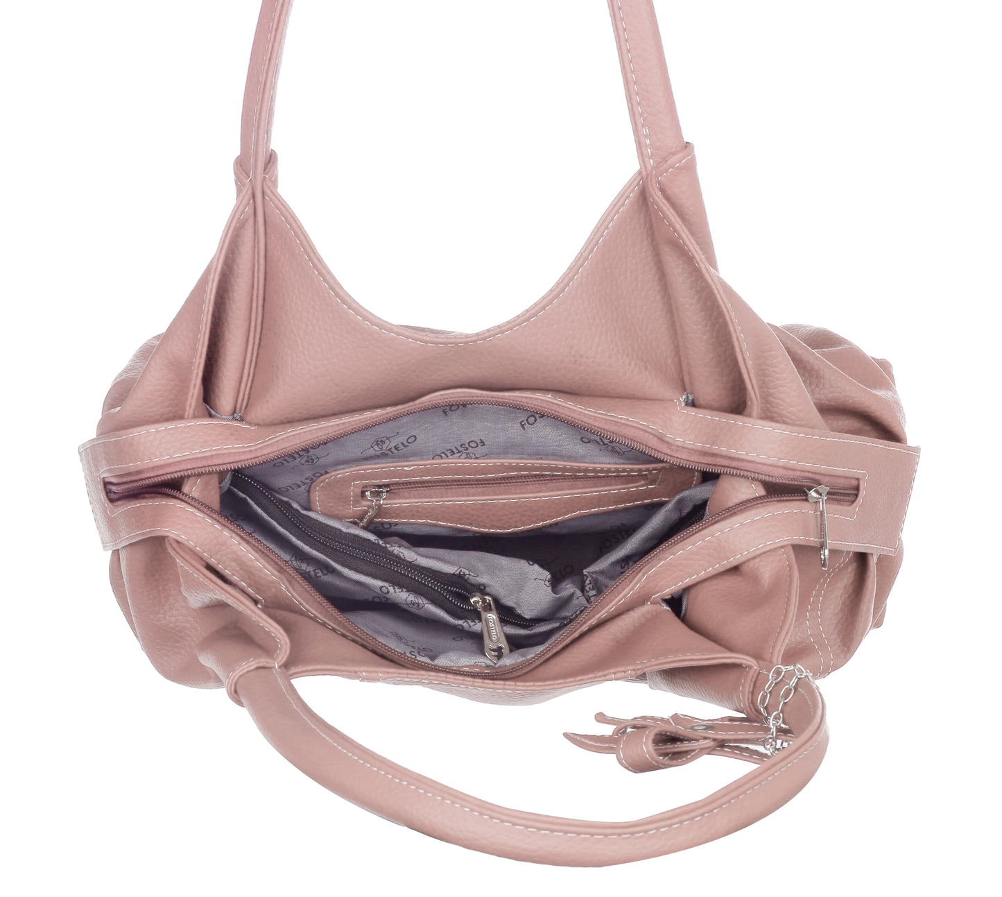 Fostelo Women's Vegan Leather Style Diva Handbag Shoulder Hobo Bag Ladies Purse (Large)