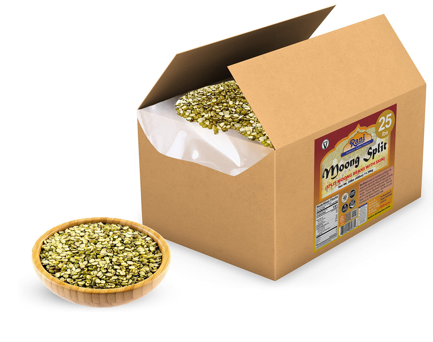 Rani Moong Whole (Ideal for cooking & sprouting, Whole Mung Beans with skin) Lentils Indian 64oz (4lbs) 1.81kg Bulk ~ All Natural | Gluten Friendly | Non-GMO | Kosher | Vegan | Indian Origin