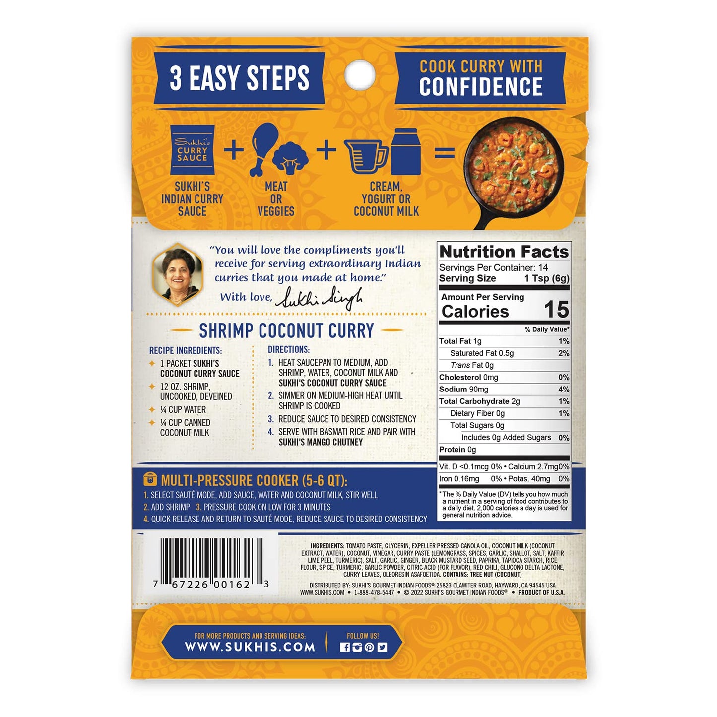 Sukhi's Indian Curry Paste - Chicken Tikka Masala Sauce 3oz (Pack of 6) 84 Servings - Gluten Free Food Indian Curry Sauce with Indian Spices