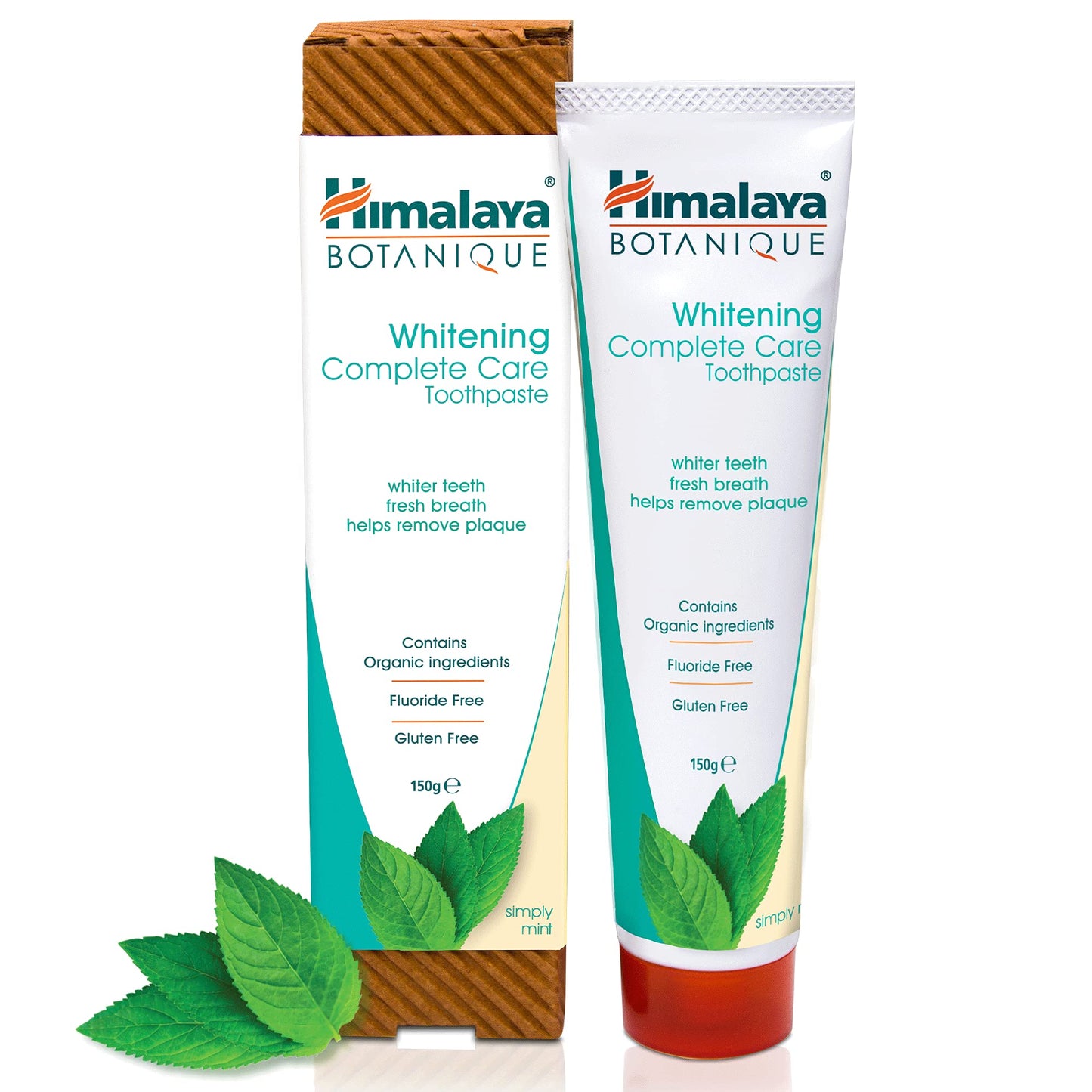 Himalaya Botanique Whitening Complete Care Toothpaste, Teeth Whitening, Fights Plaque, Fluoride Free, No Artificial Flavors, SLS Free, Cruelty Free, Foaming, Simply Mint Flavor, 5.29 Oz, 2 Pack
