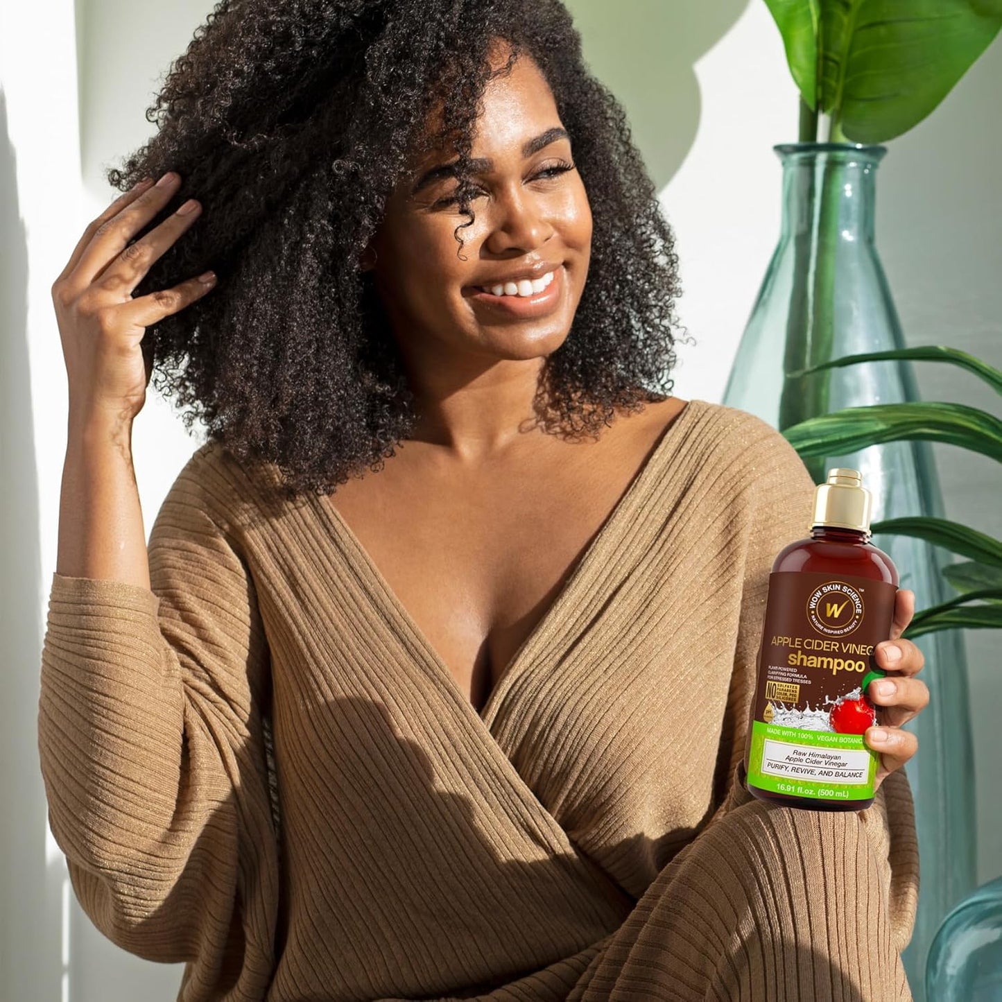 WOW Skin Science Apple Cider Vinegar Shampoo - Hair Growth Shampoo for Thinning Hair, Hair Loss & Dandruff Shampoo - Parabens & Sulfate Free Shampoo - Clarifying Shampoo for Build Up Purifying Shampoo (16.9 Fl Oz (Pack of 1))