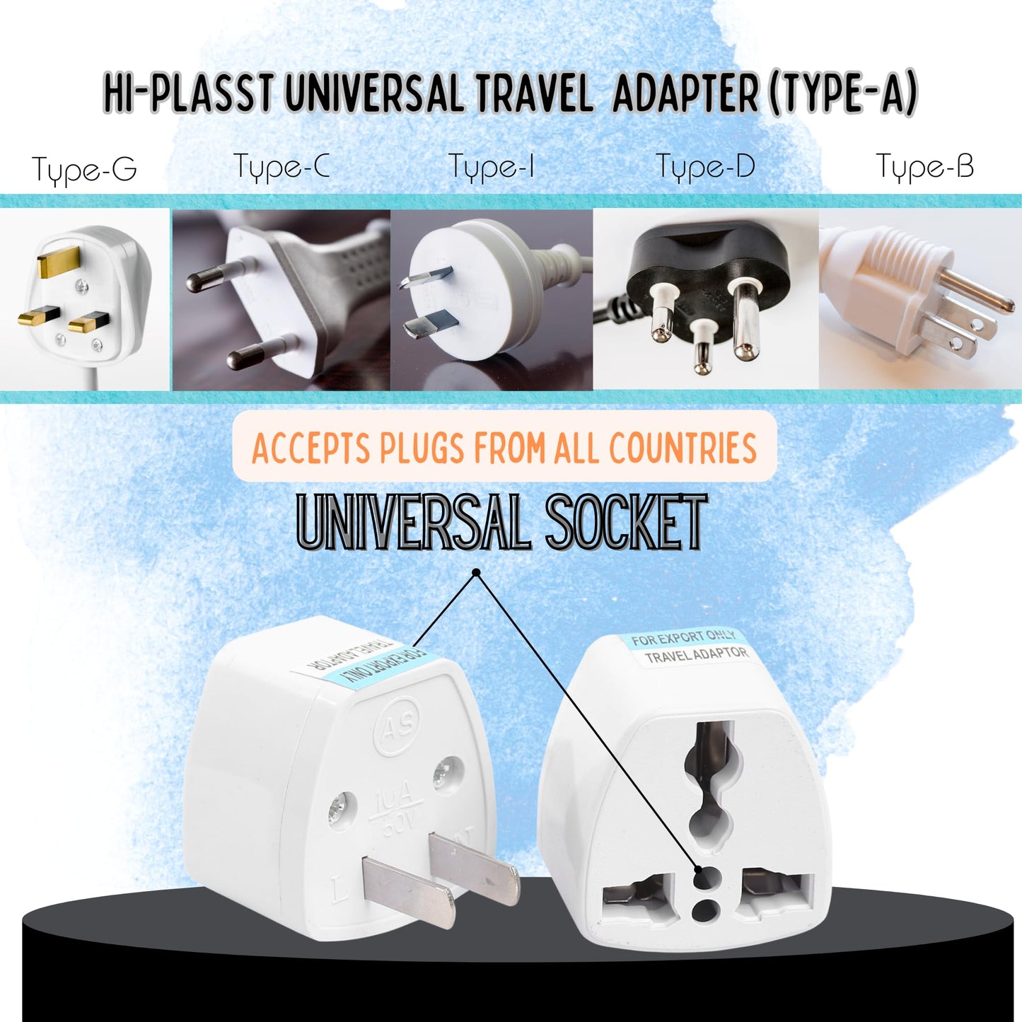 Hi-PLASST (3pcs) Type-A US Converter Plug // India to USA Universal Travel Adapter for USA, Canada, Mexico, Brazil, Philippines, Cuba, Thailand, Taiwan, Japan, Panama, etc