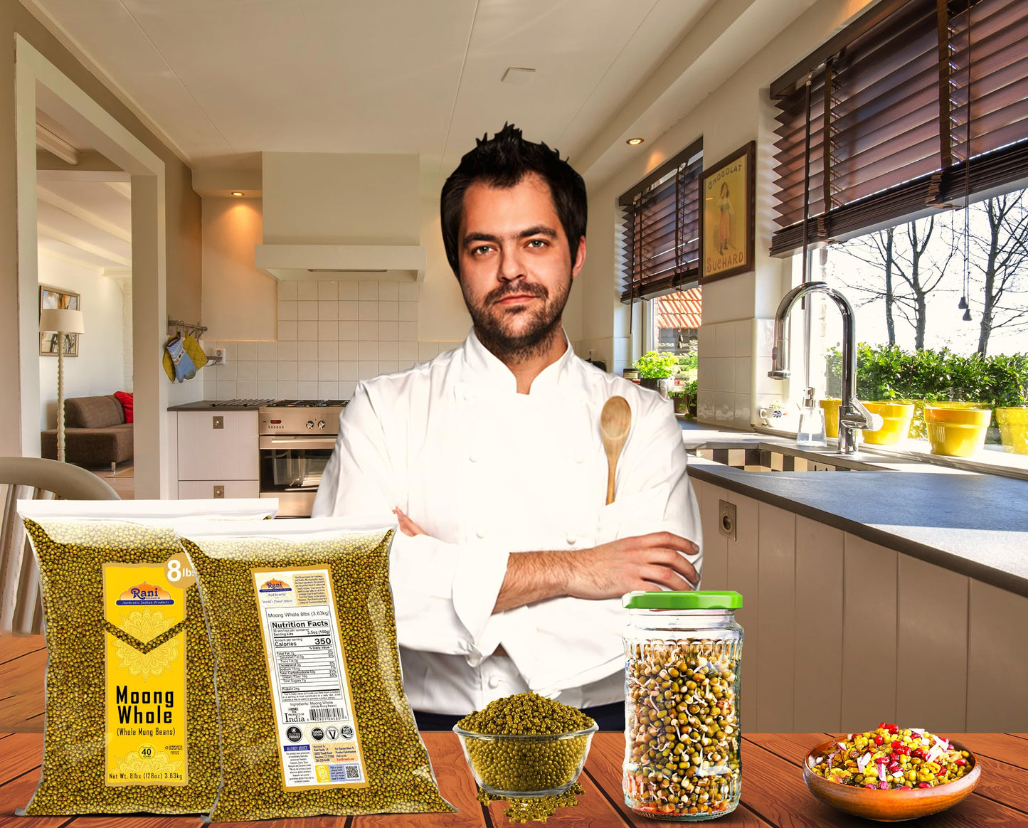Rani Moong Whole (Ideal for cooking & sprouting, Whole Mung Beans with skin) Lentils Indian 64oz (4lbs) 1.81kg Bulk ~ All Natural | Gluten Friendly | Non-GMO | Kosher | Vegan | Indian Origin