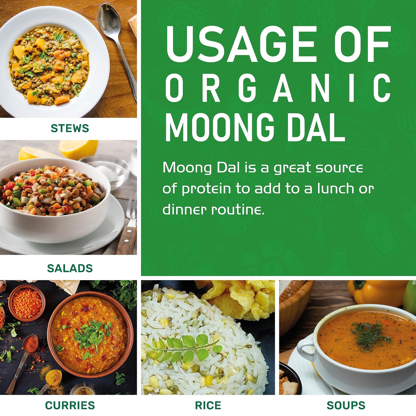 Jiva Organic Yellow Moong Dal 2 LB - Non-GMO, Gluten Free - Great for Kitchari - Split Yellow Mung Beans