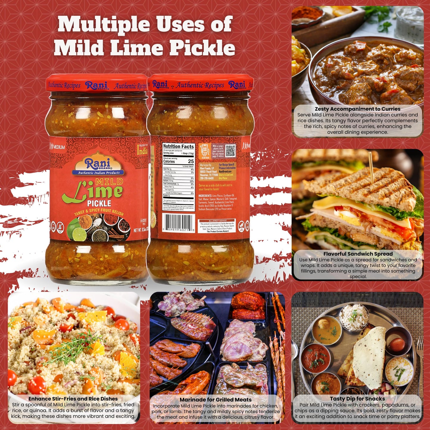 Rani Lime Pickle Hot (Achar, Spicy Indian Relish) 10.5oz (300g) Glass Jar ~ Vegan | Gluten Free | NON-GMO | No Colors | Popular Indian Condiment, Indian Origin