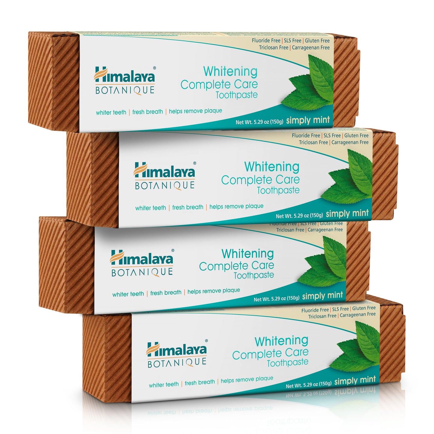 Himalaya Botanique Whitening Complete Care Toothpaste, Teeth Whitening, Fights Plaque, Fluoride Free, No Artificial Flavors, SLS Free, Cruelty Free, Foaming, Simply Mint Flavor, 5.29 Oz, 2 Pack