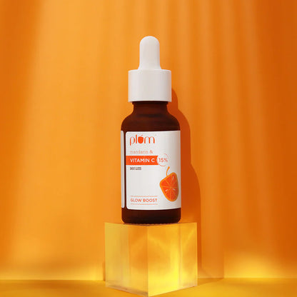 Plum 15% Vitamin C Serum for Glowing Skin | for Oily, Dry & Combination Skin | Reduce Pigmentation & Dark Spot |with Mandarin | Non-Irritating, Hydrating & Soothing | Face Serum for Men & Women | 10ml