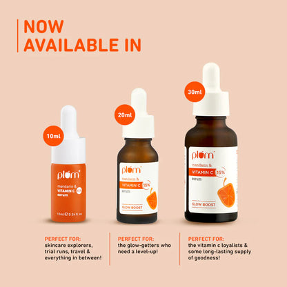 Plum 15% Vitamin C Serum for Glowing Skin | for Oily, Dry & Combination Skin | Reduce Pigmentation & Dark Spot |with Mandarin | Non-Irritating, Hydrating & Soothing | Face Serum for Men & Women | 10ml