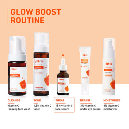 Plum 15% Vitamin C Serum for Glowing Skin | for Oily, Dry & Combination Skin | Reduce Pigmentation & Dark Spot |with Mandarin | Non-Irritating, Hydrating & Soothing | Face Serum for Men & Women | 10ml