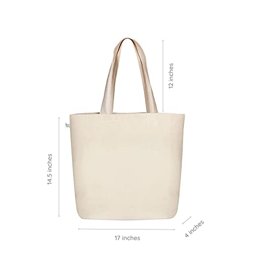 Ecoright Large Canvas Tote Bag for Women, Zipper Handbags for Women Inner Pocket for Shopping, Office & Daily Use