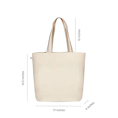Ecoright Large Canvas Tote Bag for Women, Zipper Handbags for Women Inner Pocket for Shopping, Office & Daily Use