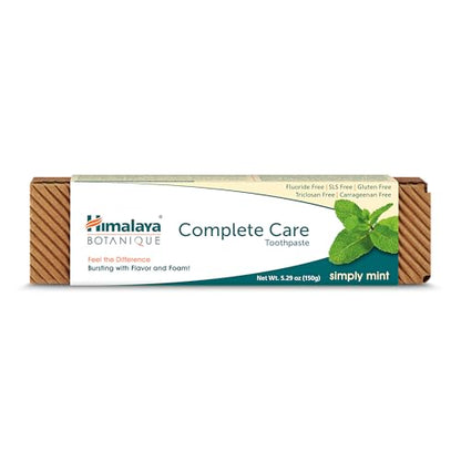Himalaya Botanique Complete Care Toothpaste, Herbal, Mint Flavor, Fights Plaque, Freshens Breath, Fluoride Free, No Artificial Flavors, SLS Free, Cruelty Free, Foaming, 5.29 Oz, 4 Pack