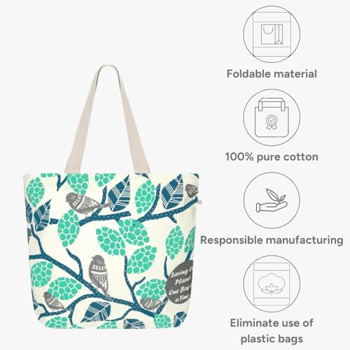 Ecoright Large Canvas Tote Bag for Women, Zipper Handbags for Women Inner Pocket for Shopping, Office & Daily Use