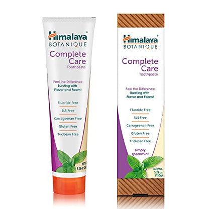 Himalaya Botanique Complete Care Toothpaste, Herbal, Mint Flavor, Fights Plaque, Freshens Breath, Fluoride Free, No Artificial Flavors, SLS Free, Cruelty Free, Foaming, 5.29 Oz, 4 Pack