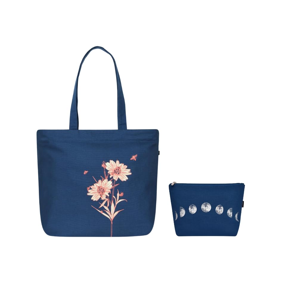Ecoright Large Canvas Tote Bag for Women, Zipper Handbags for Women Inner Pocket for Shopping, Office & Daily Use