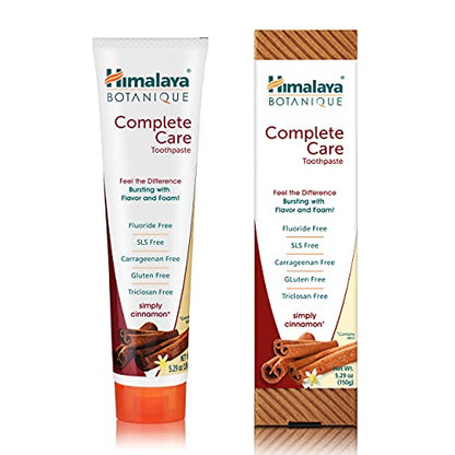 Himalaya Botanique Complete Care Toothpaste, Herbal, Mint Flavor, Fights Plaque, Freshens Breath, Fluoride Free, No Artificial Flavors, SLS Free, Cruelty Free, Foaming, 5.29 Oz, 4 Pack