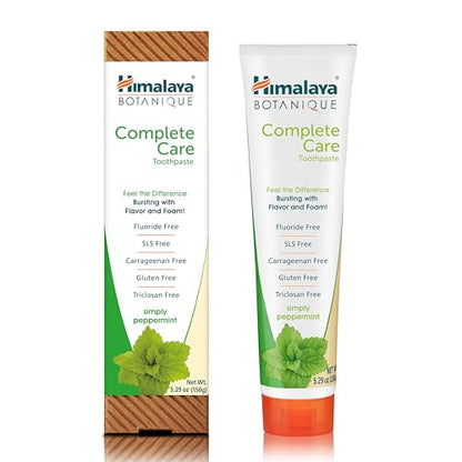 Himalaya Botanique Complete Care Toothpaste, Herbal, Mint Flavor, Fights Plaque, Freshens Breath, Fluoride Free, No Artificial Flavors, SLS Free, Cruelty Free, Foaming, 5.29 Oz, 4 Pack