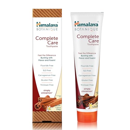 Himalaya Botanique Complete Care Toothpaste, Herbal, Mint Flavor, Fights Plaque, Freshens Breath, Fluoride Free, No Artificial Flavors, SLS Free, Cruelty Free, Foaming, 5.29 Oz, 4 Pack