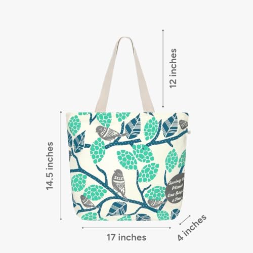 Ecoright Large Canvas Tote Bag for Women, Zipper Handbags for Women Inner Pocket for Shopping, Office & Daily Use