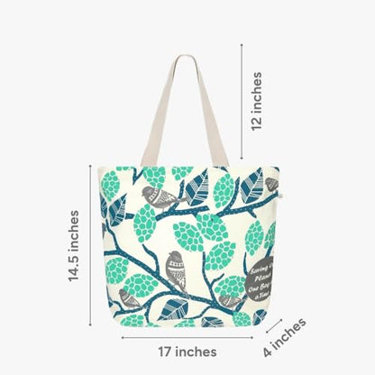 Ecoright Large Canvas Tote Bag for Women, Zipper Handbags for Women Inner Pocket for Shopping, Office & Daily Use