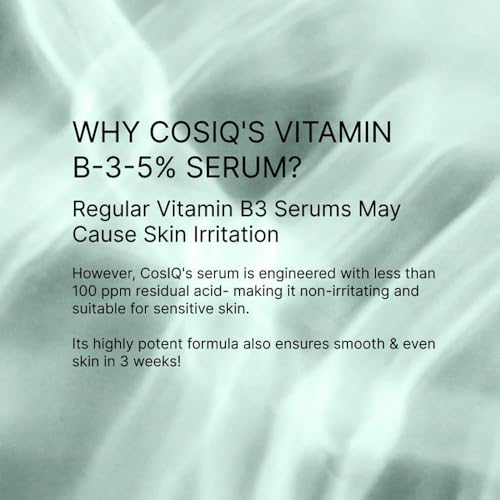 Cos-IQ 5% Niacinamide Face Serum for Clear Glowing Skin, Reduces Dullness, Hydrates & Repairs Skin with Vit B3 & Hyaluronic Acid, Day & Night Serum | For Women & Men | 30ml