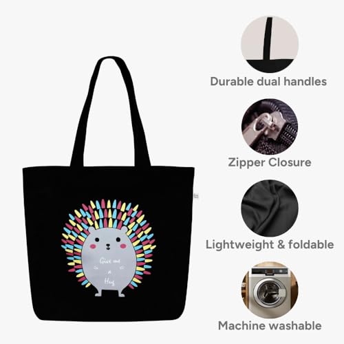Ecoright Large Canvas Tote Bag for Women, Zipper Handbags for Women Inner Pocket for Shopping, Office & Daily Use