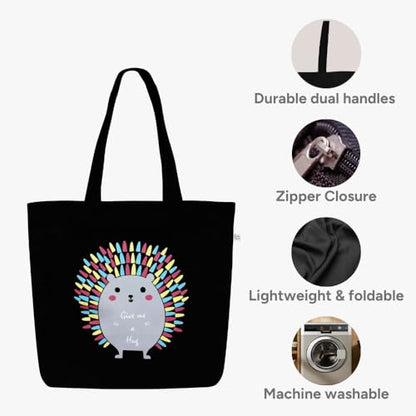 Ecoright Large Canvas Tote Bag for Women, Zipper Handbags for Women Inner Pocket for Shopping, Office & Daily Use
