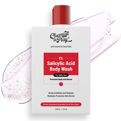 Body Wash Exfoliating For Dry Rough Bumpy Strawberry Skin With 1% Salicylic Acid 2% Lactic Acid And Ceramides For Men And Women (7.9 Ounce)