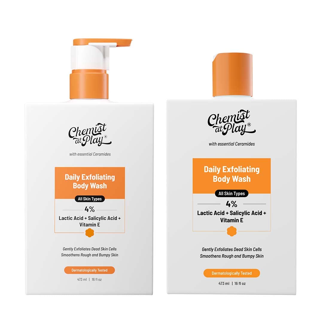 Body Wash Exfoliating For Dry Rough Bumpy Strawberry Skin With 1% Salicylic Acid 2% Lactic Acid And Ceramides For Men And Women (7.9 Ounce)