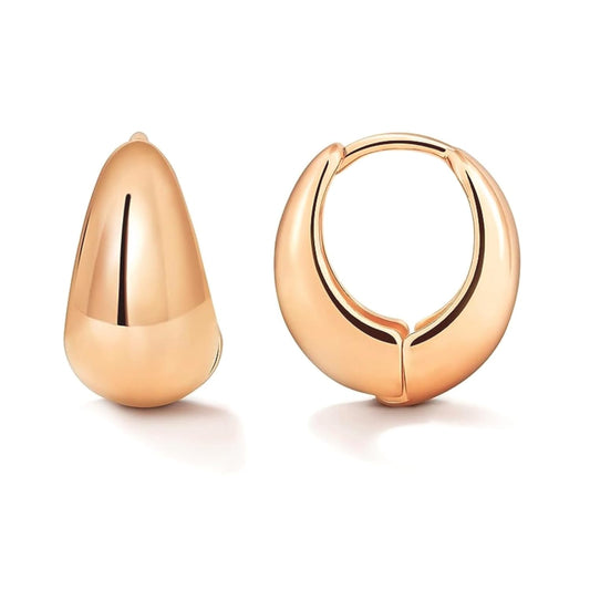 VAMA FASHIONS 18K Rose Gold Plated Hypoallergenic Piercing Kaju Kan ki Bali Hoop Earring Dainty Chunky Huggie Baali Stud Earrings for Girls Women