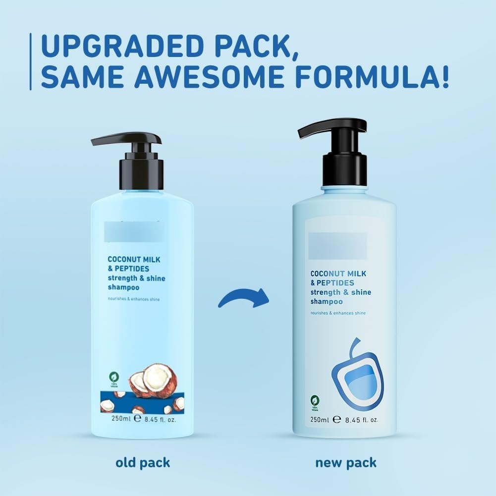 Pl.um Coconut Milk & Peptides strength & shine shampoo | Contains coconut milk, pea peptide | enhances hair's shine and strengthens hair | Paraben-Free| 100% vegan | 250ml