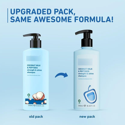 Pl.um Coconut Milk & Peptides strength & shine shampoo | Contains coconut milk, pea peptide | enhances hair's shine and strengthens hair | Paraben-Free| 100% vegan | 250ml