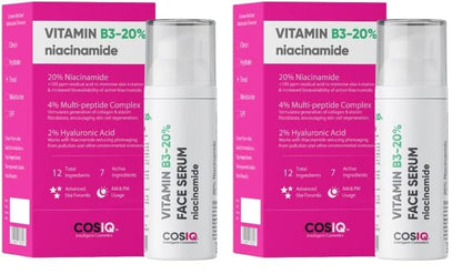 Cos-IQ 5% Niacinamide Face Serum for Clear Glowing Skin, Reduces Dullness, Hydrates & Repairs Skin with Vit B3 & Hyaluronic Acid, Day & Night Serum | For Women & Men | 30ml