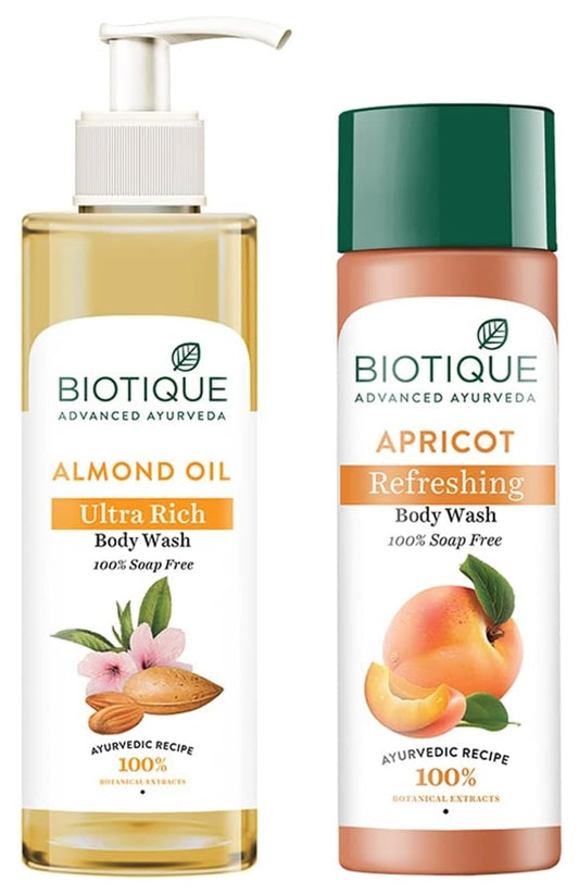Biotique Bio Apricot Refreshing Body Wash, 190ml And Biotique Bio Honey Gel Refreshing Foaming Face Cleanser, 120ml