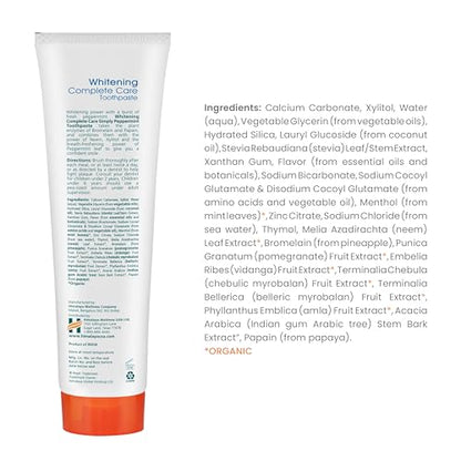 Himalaya Botanique Whitening Complete Care Toothpaste, Teeth Whitening, Fights Plaque, Fluoride Free, No Artificial Flavors, SLS Free, Cruelty Free, Foaming, Simply Mint Flavor, 5.29 Oz, 2 Pack