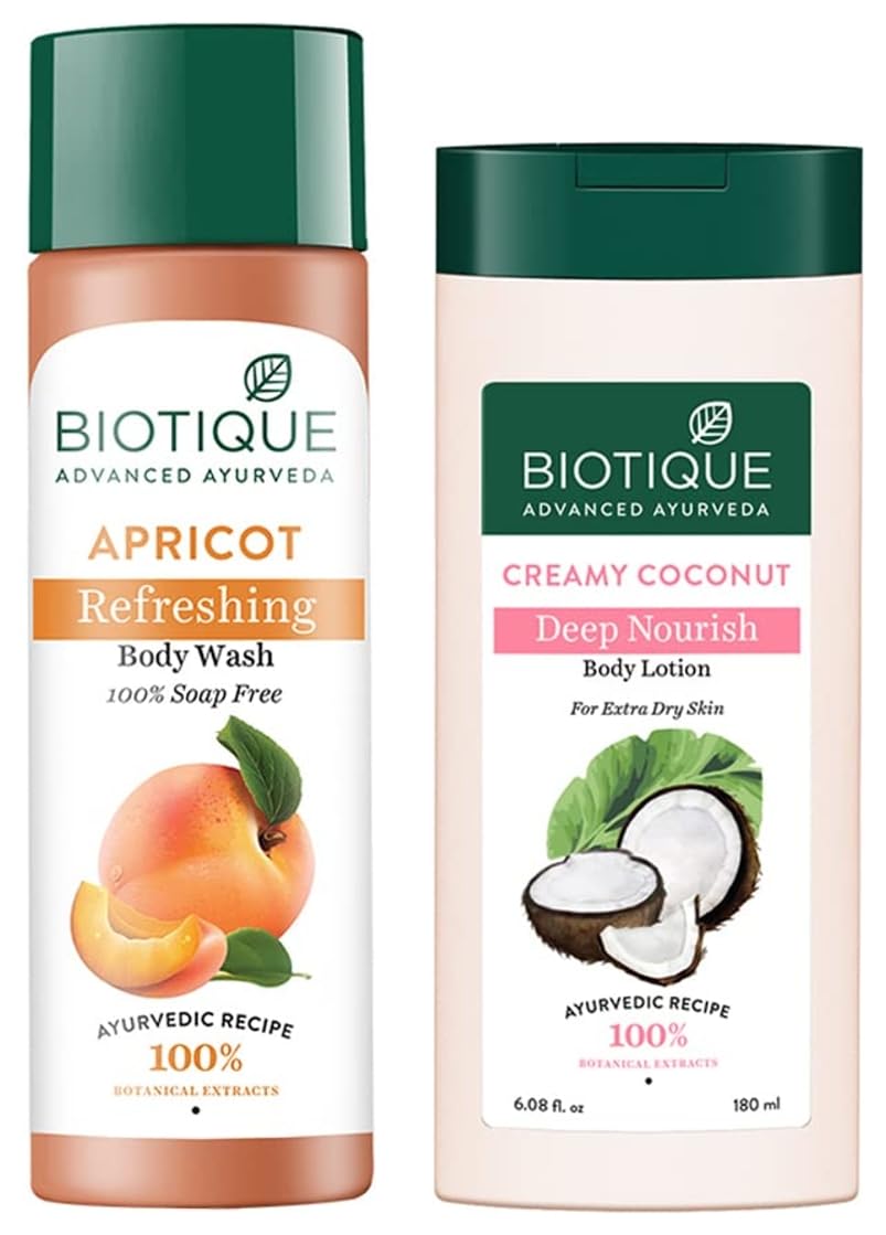 Biotique Bio Apricot Refreshing Body Wash, 190ml And Biotique Bio Honey Gel Refreshing Foaming Face Cleanser, 120ml