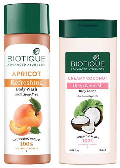 Biotique Bio Apricot Refreshing Body Wash, 190ml And Biotique Bio Honey Gel Refreshing Foaming Face Cleanser, 120ml