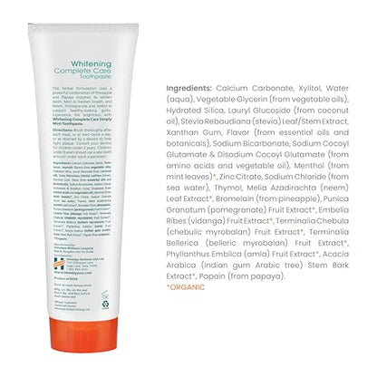 Himalaya Botanique Whitening Complete Care Toothpaste, Teeth Whitening, Fights Plaque, Fluoride Free, No Artificial Flavors, SLS Free, Cruelty Free, Foaming, Simply Mint Flavor, 5.29 Oz, 2 Pack