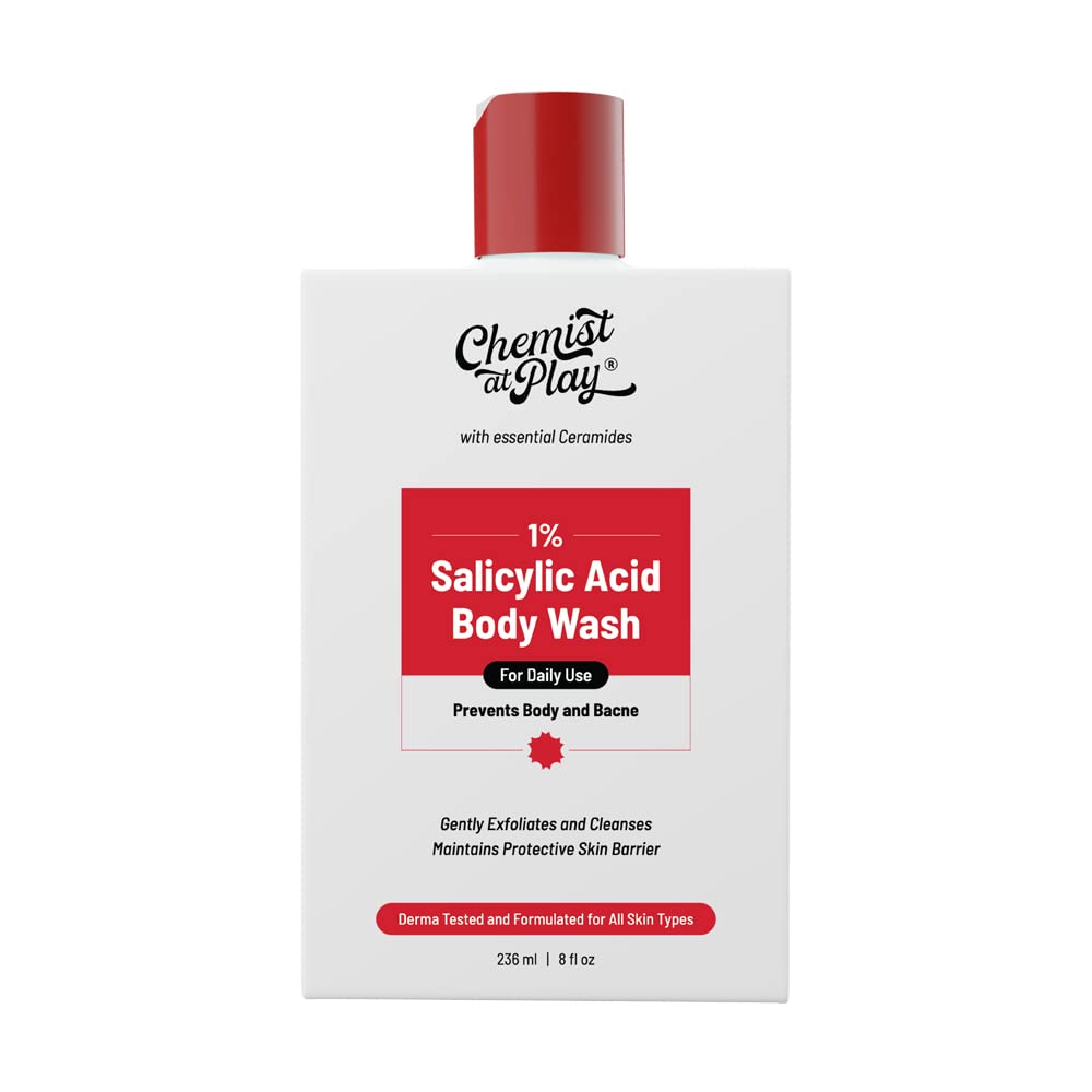 Body Wash Exfoliating For Dry Rough Bumpy Strawberry Skin With 1% Salicylic Acid 2% Lactic Acid And Ceramides For Men And Women (7.9 Ounce)